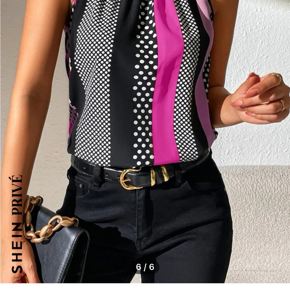 Polka Dot Print Keyhole Back Top - Never Worn! - Picture 6 of 6